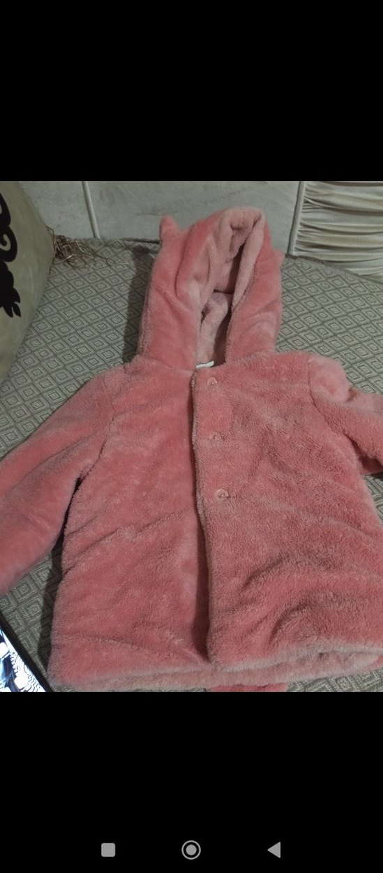 #kapşonlu Pembe Kız Çocuk Kürk Kaban# - Görsel 2