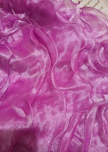 #pembe  sıfır Kollu Fırfırlı Abiye # - Görsel 5