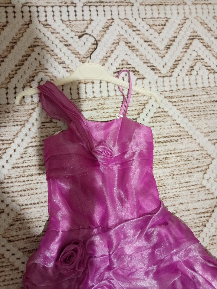 #pembe  sıfır Kollu Fırfırlı Abiye # - Görsel 2