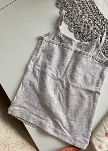 Gri ve Desenli Kız Çocuk Atlet Seti - Görsel 2