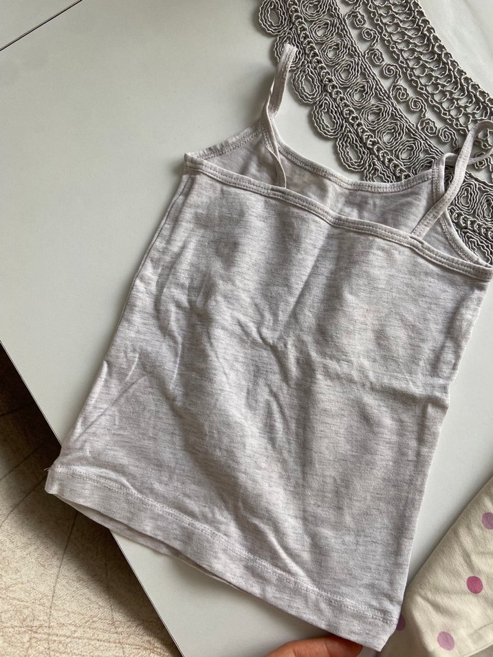 Gri ve Desenli Kız Çocuk Atlet Seti - Görsel 2