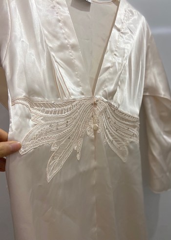 Bej Uzun Kollu Bohem Kadın Sabahlık - Görsel 2