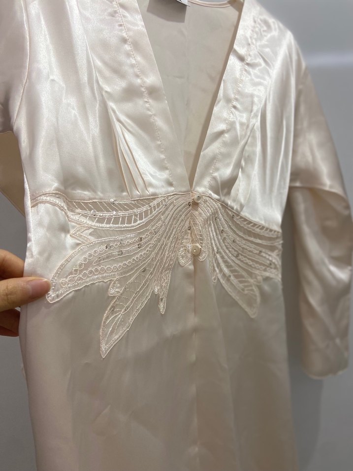 Bej Uzun Kollu Bohem Kadın Sabahlık - Görsel 2