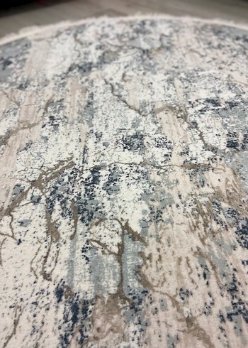 Gri Bağlama Desenli Yuvarlak Halı - Görsel 5