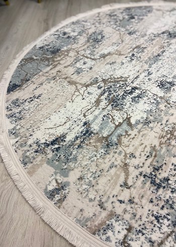 Gri Bağlama Desenli Yuvarlak Halı - Görsel 2