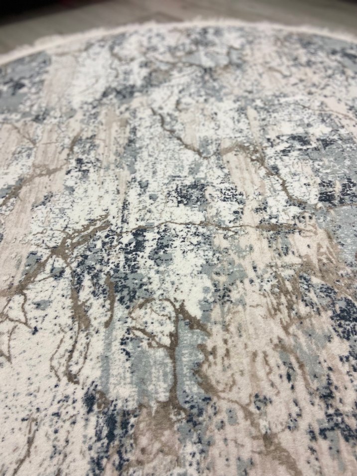 Gri Bağlama Desenli Yuvarlak Halı - Görsel 5