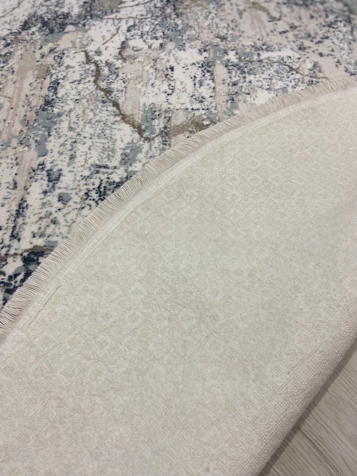 Gri Bağlama Desenli Yuvarlak Halı - Görsel 3