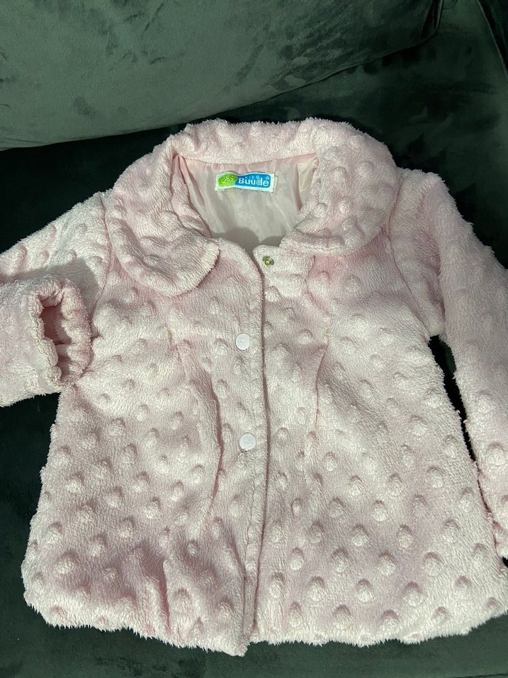 Kız Çocuk Pembe Düğmeli Polar Ceket - Görsel 2