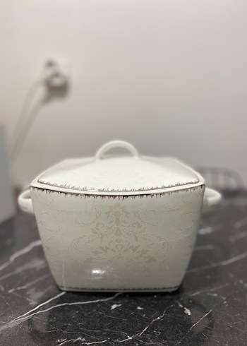 Modern Klasik Beyaz Seramik Tencere - Görsel 2