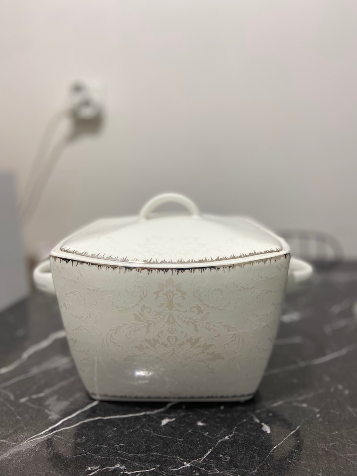 Modern Klasik Beyaz Seramik Tencere - Görsel 2