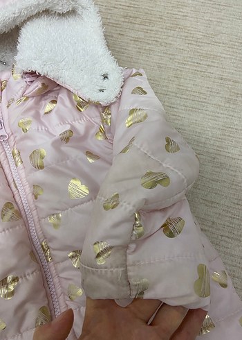 Kız Çocuk Kapüşonlu Pembe Nakışlı Mont - Görsel 6