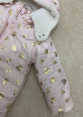 Kız Çocuk Kapüşonlu Pembe Nakışlı Mont - Görsel 7