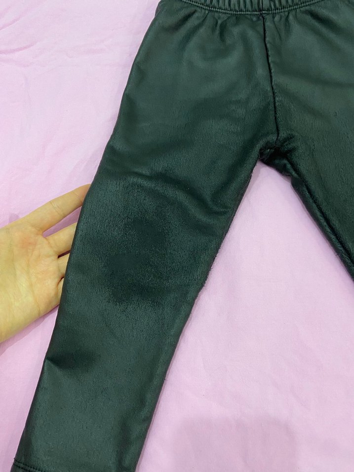 Kız Çocuk Siyah Deri Tayt - Görsel 3