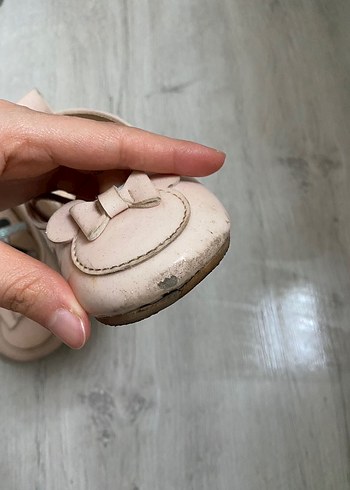 Kız Çocuk Bej Baskılı Tokalı Babet - Görsel 4