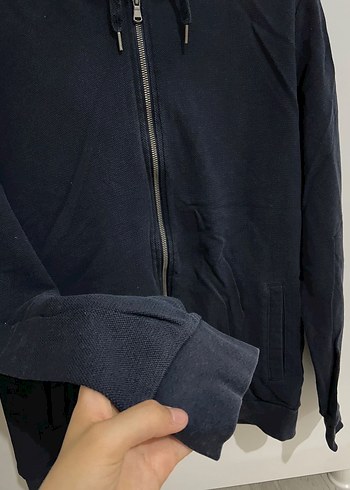 Lacivert Fermuarlı hırka - Görsel 3