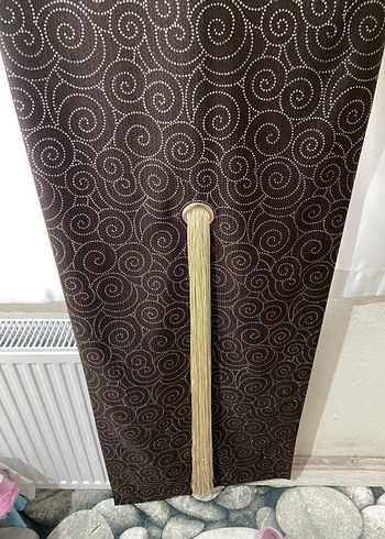 Koyu Kahverengi Bağlama Desenli Perde 2 adet çok şık - Görsel 4