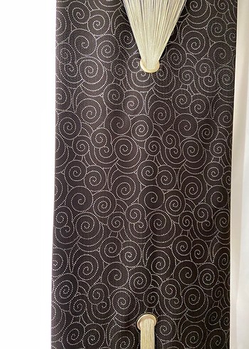 Koyu Kahverengi Bağlama Desenli Perde 2 adet çok şık - Görsel 6