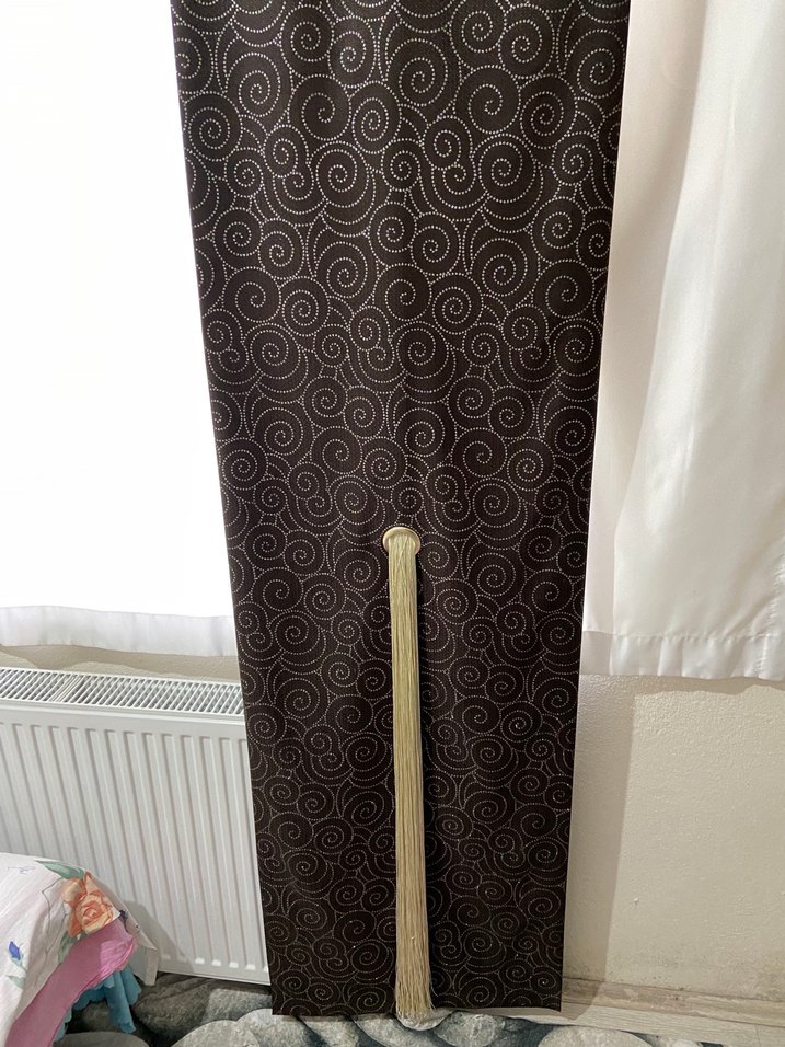 Koyu Kahverengi Bağlama Desenli Perde 2 adet çok şık - Görsel 3