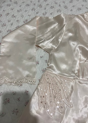 İşlemeli Beyaz Bohem Kadın Sabahlık - Görsel 4