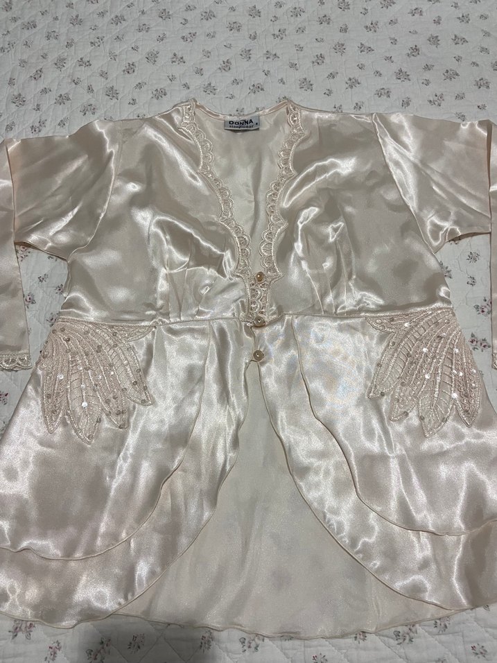 İşlemeli Beyaz Bohem Kadın Sabahlık - Görsel 3