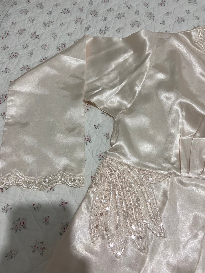 İşlemeli Beyaz Bohem Kadın Sabahlık - Görsel 4