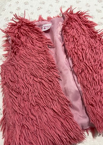 Kız Çocuk Pembe Peluş Yelek - Görsel 3