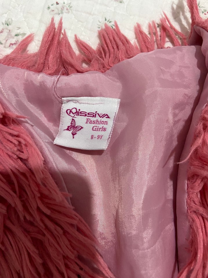 Kız Çocuk Pembe Peluş Yelek - Görsel 2