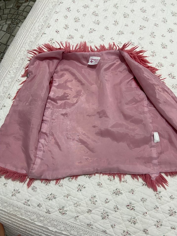 Kız Çocuk Pembe Peluş Yelek - Görsel 5