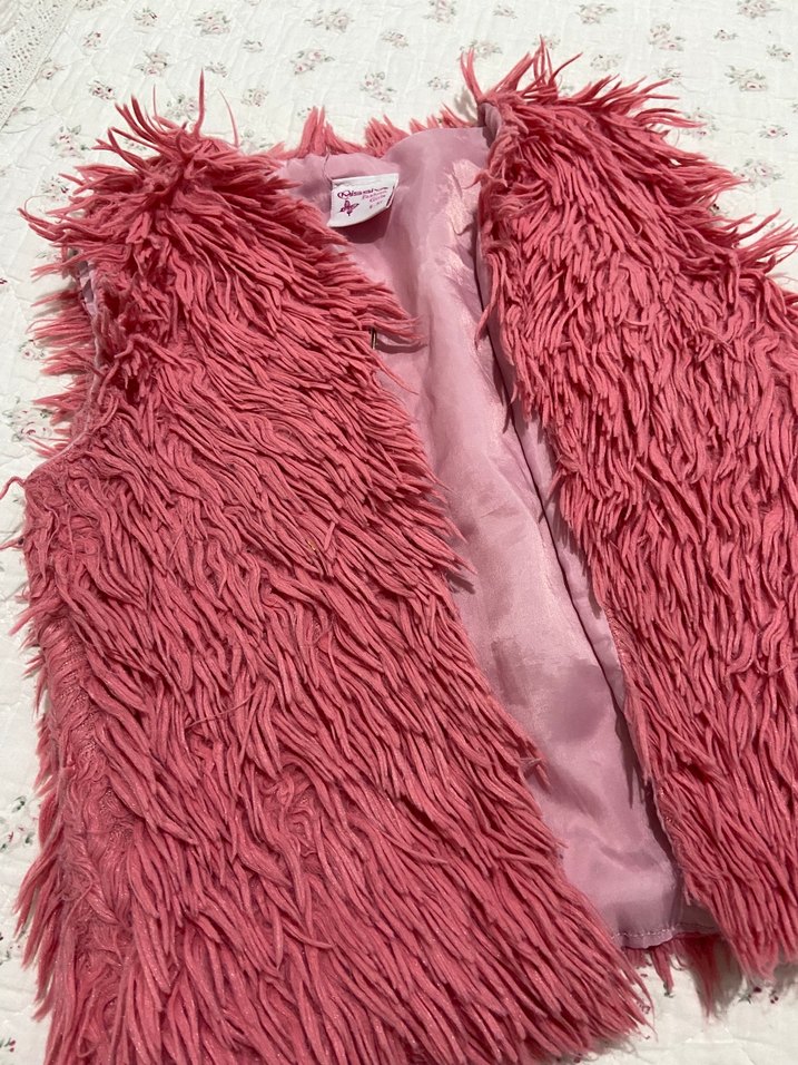 Kız Çocuk Pembe Peluş Yelek - Görsel 3