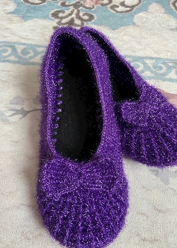 Mor Örgü Kadın Ev Terliği - Görsel 3