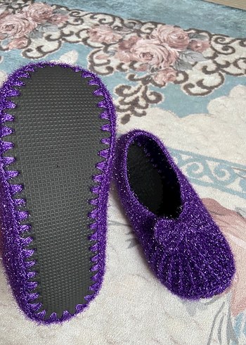 Mor Örgü Kadın Ev Terliği - Görsel 2