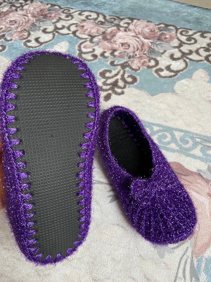 Mor Örgü Kadın Ev Terliği - Görsel 2