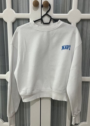 Mavi Baskılı Beyaz Kadın Sweatshirt - Görsel 2