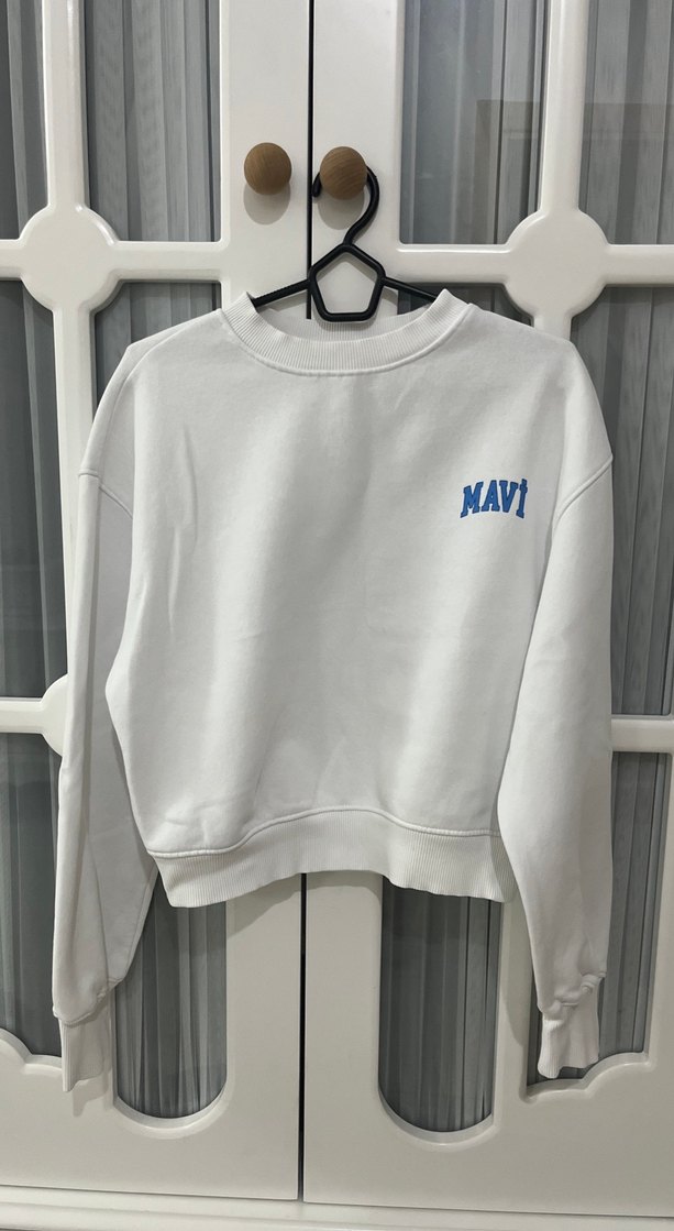 Mavi Baskılı Beyaz Kadın Sweatshirt - Görsel 2