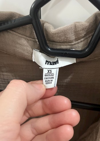 Bej Kısa Kollu Düğmeli Keten Gömlek - Görsel 2