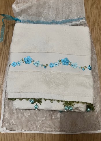 Nakışlı Beyaz Havlu - Görsel 7