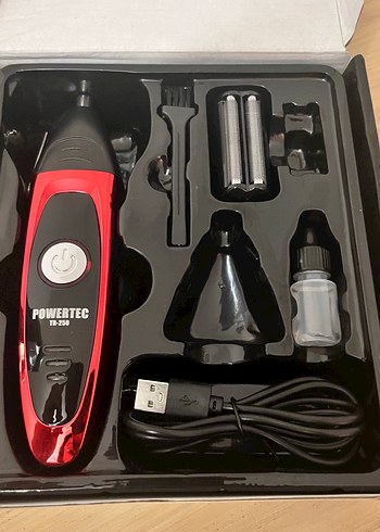 Powertec Kırmızı Şarjlı Erkek Bakım Seti - Görsel 2