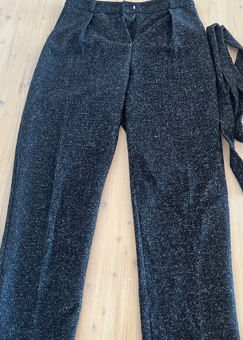 Gri Kadın kalın kışlık Kumaş Kemerli Pantolon