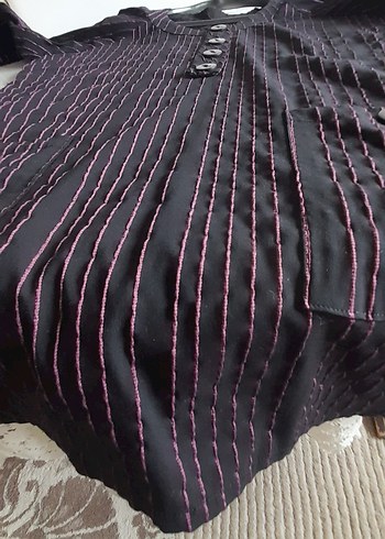 Düğmeli Uzun Mor tunik, elbise - Görsel 6