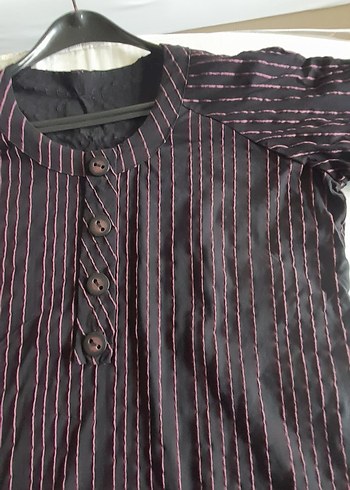 Düğmeli Uzun Mor tunik, elbise - Görsel 8