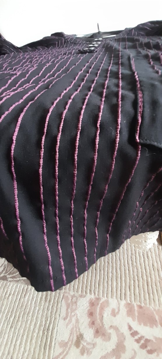 Düğmeli Uzun Mor  tunik, elbise - Görsel 2