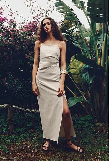 Zara Zara Drapeli Midi Elbise