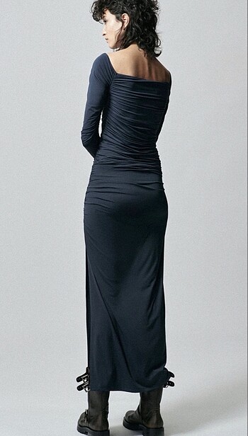 Zara Zara Vücuda Oturan Drape Elbise