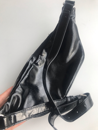 universal Beden Siyah renkli süet ve deri detaylı bel çantası