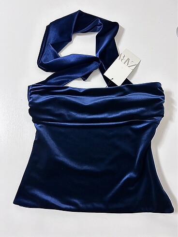 Zara Zara Kadife Fularlı Top Üst
