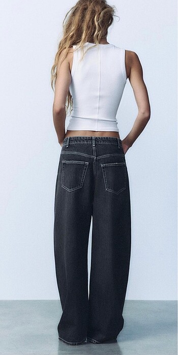 34 Beden gri Renk Zara Baggy Jean Pantolon