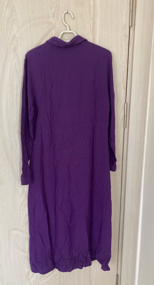 Mor Uzun Kollu Kadın Elbise - Görsel 4