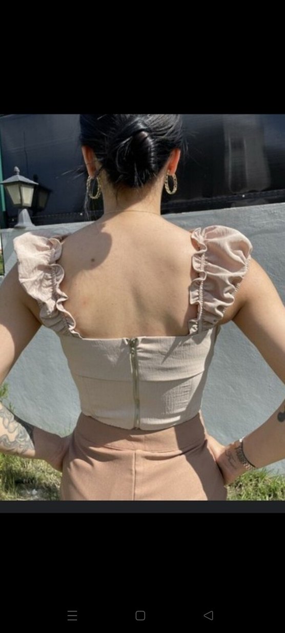 Bej Fırfırlı Bohem Straplez Büstiyer - Görsel 2