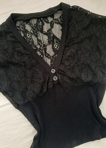 Sheinside Lolita gothic siyah dantelli üst
