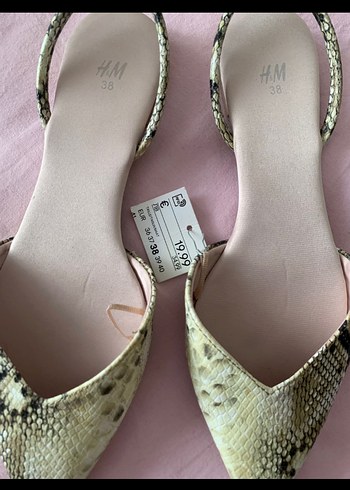 38 Beden Bej Yılan Desenli H&M Kadın Babet